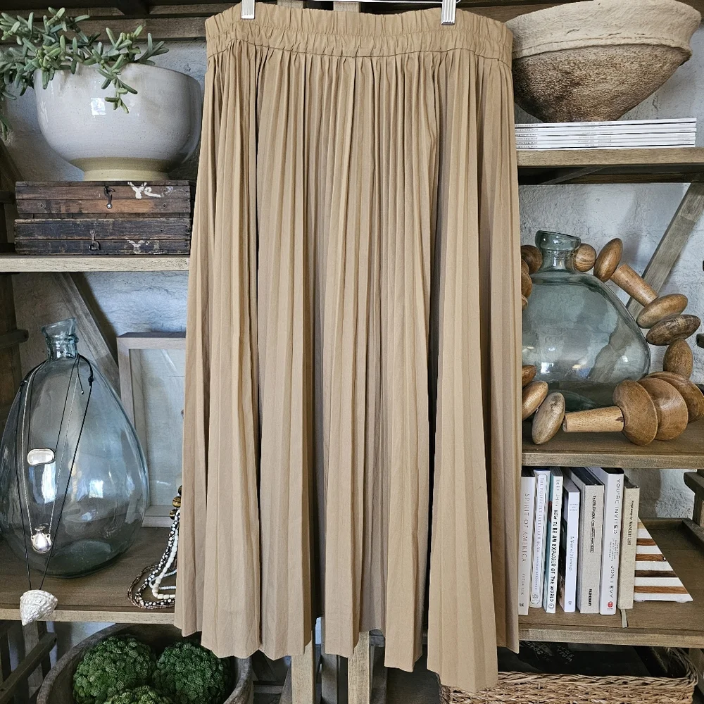 J. Crew Gwyneth Pleated Cotton Blend Midi Skirt Prep NWT Sz XL - Picture 4 of 7